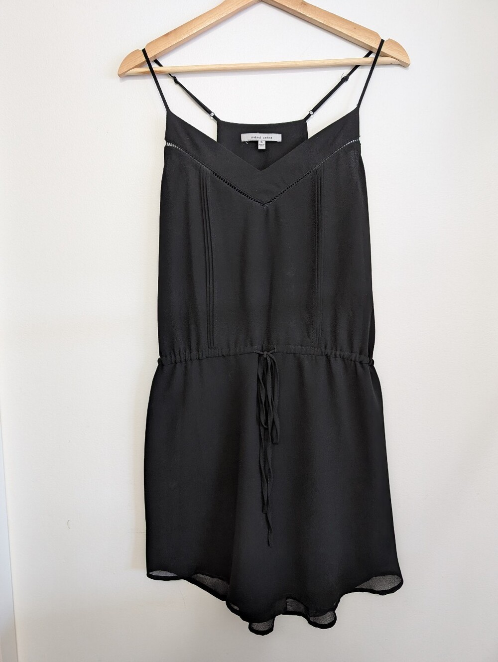 Naked Zebra Small Mini Dress Black Sheer Layers Spaghetti Straps Boho Flowy
